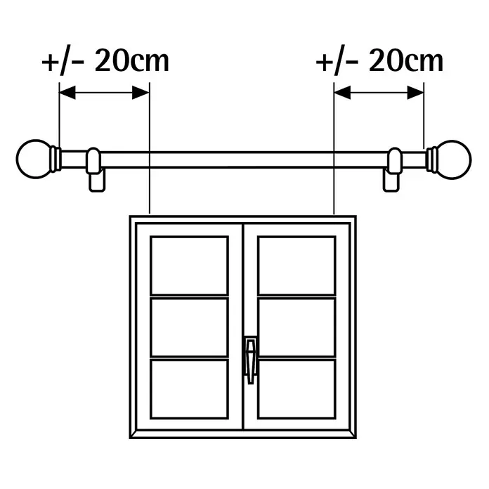 Barra para cortinas Kit modelo cono-anillo - Blanco, Largo: 160 cm, Diámetro: 19 mm