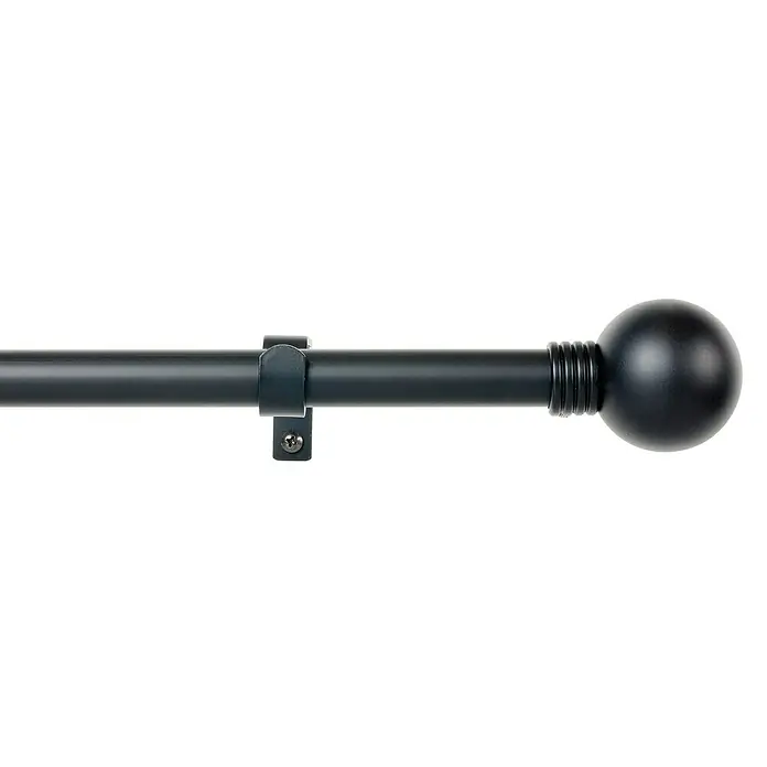 Barra para cortinas Esfera Anillo - Negro, Largo: 110 cm, Diámetro: 19 mm