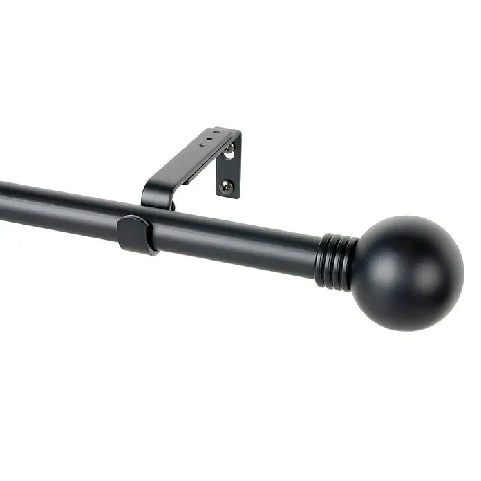 Barra para cortinas Esfera Anillo - Negro, Largo: 160 mm, Diámetro: 19 mm