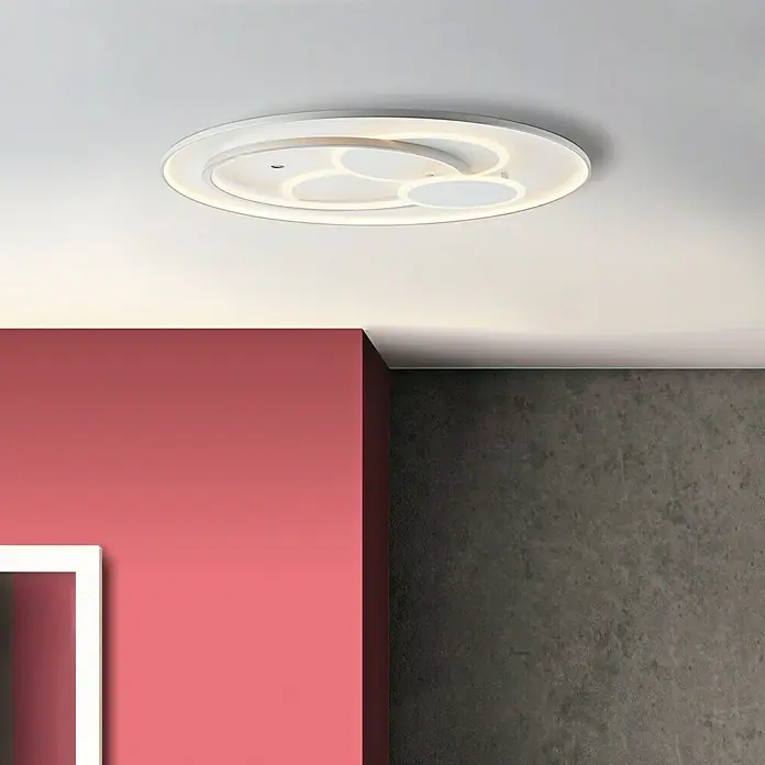 LED-Deckenleuchte Circon - 50 W, L x B x H: 50 x 50 x 9,1 cm, Titan, Warmweiß