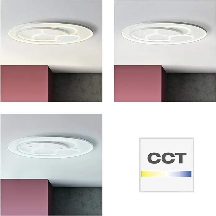 LED-Deckenleuchte Circon - 50 W, L x B x H: 50 x 50 x 9,1 cm, Titan, Warmweiß