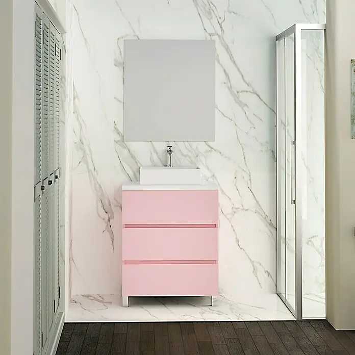 Mueble de lavabo Colours - 46 x 80 x 83 cm, Rosa, Mate