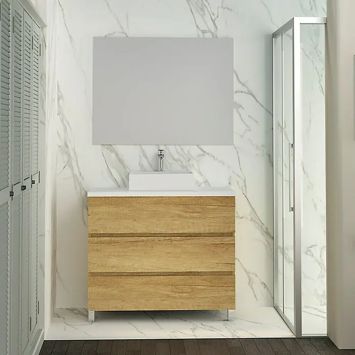Mueble de lavabo Colours - 46 x 90 x 83 cm, Nature, Mate