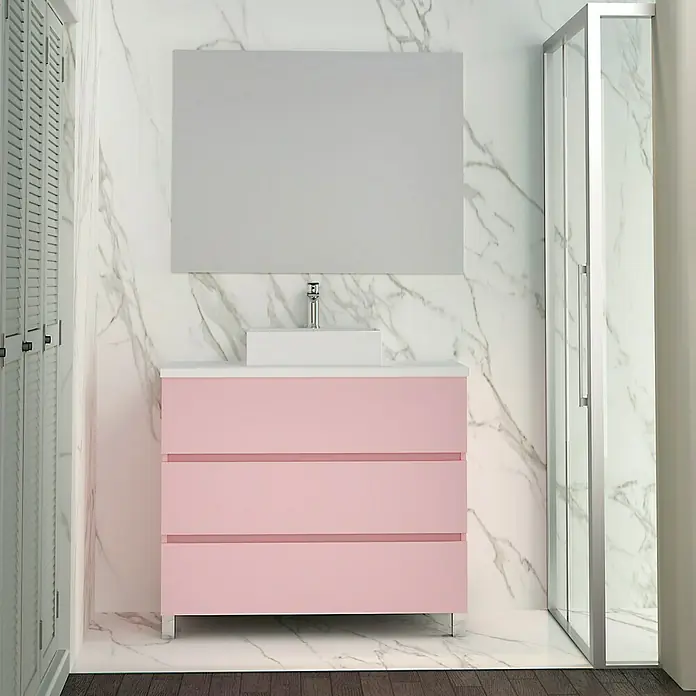 Mueble de lavabo Colours - 46 x 100 x 83 cm, Rosa, Mate