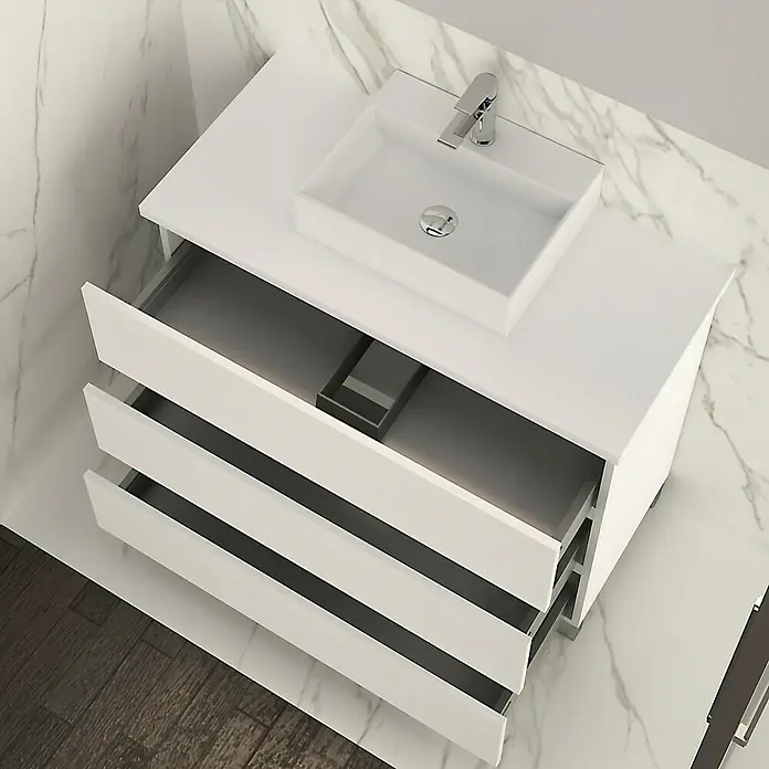 Mueble de lavabo Colours - 46 x 100 x 83 cm, Blanco seda, Mate