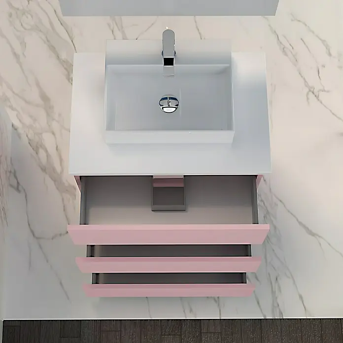 Mueble de lavabo Colours - 46 x 80 x 83 cm, Rosa, Mate