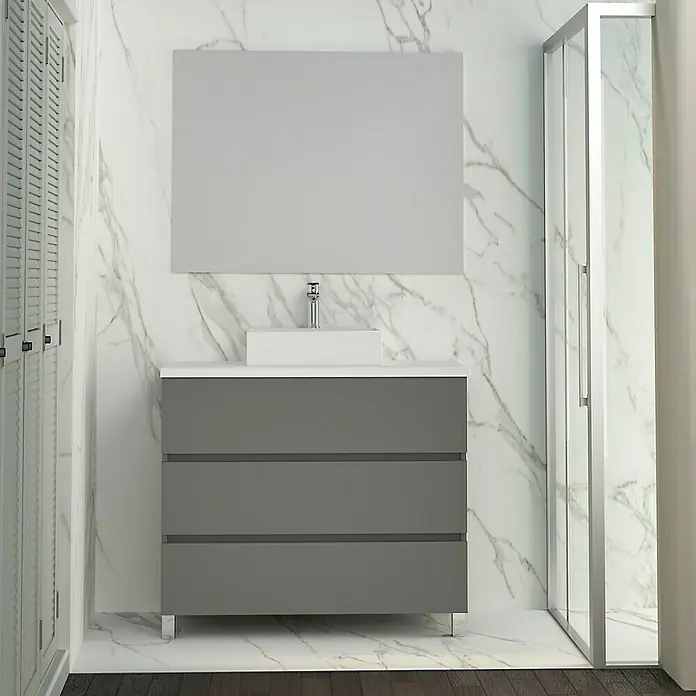 Mueble de lavabo Colours - 46 x 100 x 83 cm, Antracita, Mate