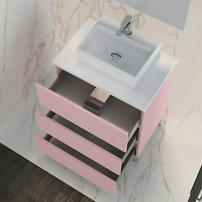 Mueble de lavabo Colours - 46 x 80 x 83 cm, Rosa, Mate