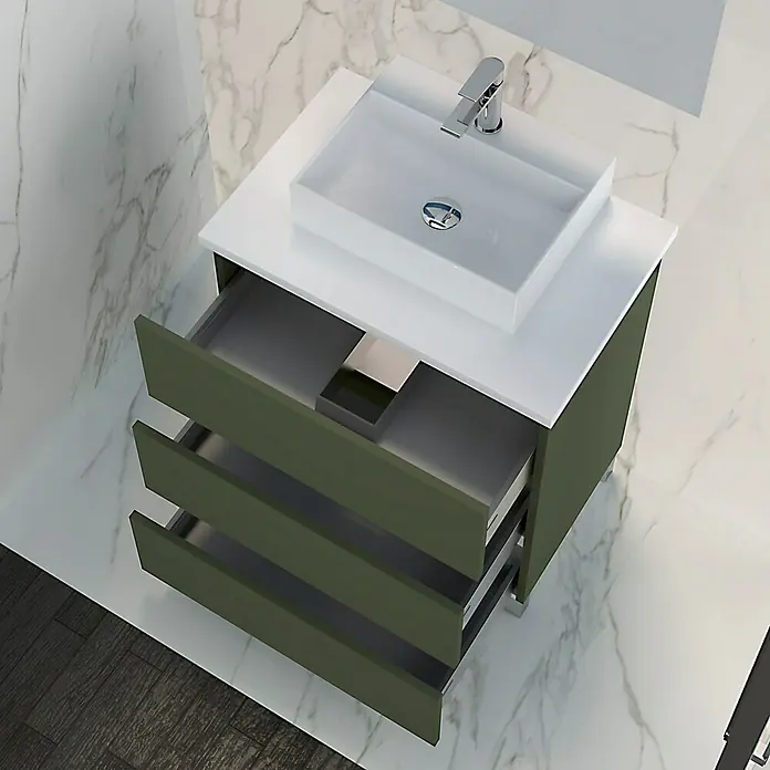 Mueble de lavabo Colours - 46 x 80 x 83 cm, Musgo, Mate