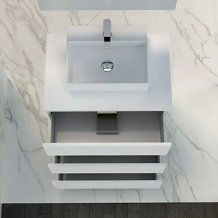 Mueble de lavabo Colours - 46 x 60 x 83 cm, Blanco seda, Mate