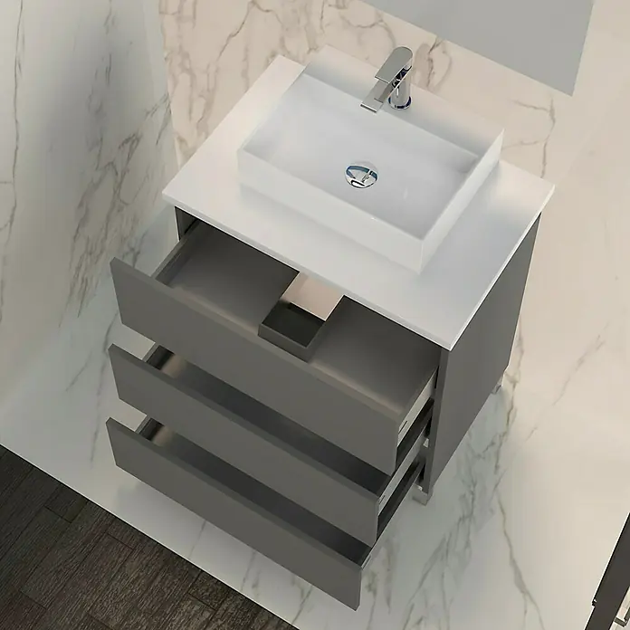 Mueble de lavabo Colours - 46 x 60 x 83 cm, Antracita, Mate