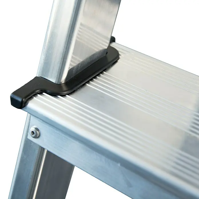 Krause Monto Stufen-Doppelleiter Dopplo - Arbeitshöhe: 3,3 m, Anzahl Tritte: 2 x 8 Stufen, Tiefe Stufen: 80 mm, Aluminium - Detailaufnahme