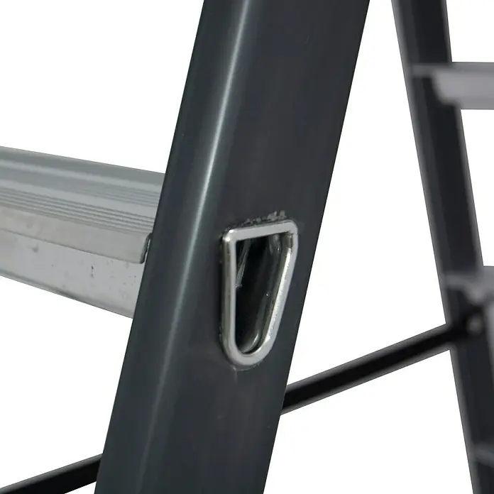 Krause Monto Stufen-Doppelleiter SePro D - Arbeitshöhe: 2,4 m, Anzahl Tritte: 2 x 4 Stufen, Tiefe Stufen: 80 mm, Aluminium - Detailaufnahme