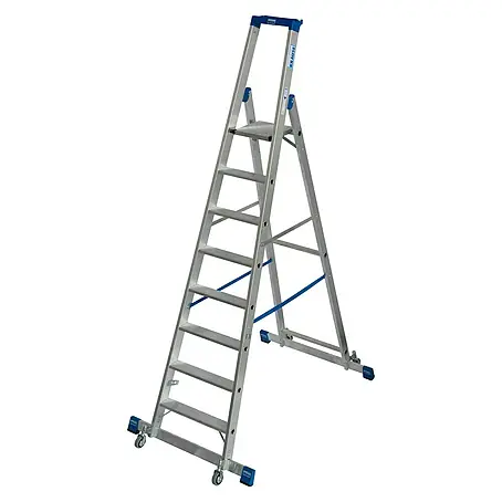Krause Stabilo Stufenstehleiter Fahrbar mit Traverse