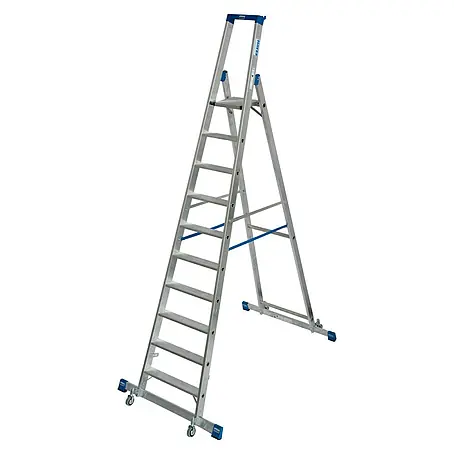 Krause Stabilo Stufenstehleiter Fahrbar mit Traverse