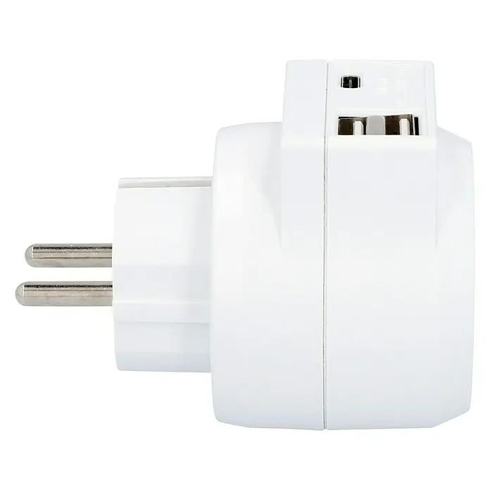 Voltomat Međuutičnica - Bijele boje, USB-A utičnica, USB-C utičnica, IP20 - Pogled s lijeve strane