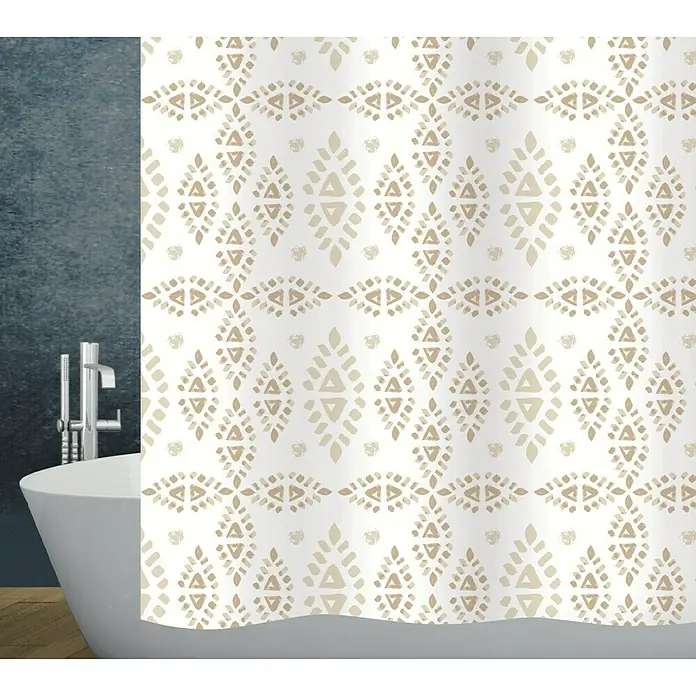 Diaqua Textil-Duschvorhang Pueblo - 120 x 200 cm, Beige/Weiß - Vorderansicht
