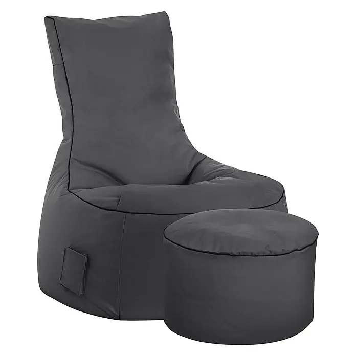 Sitzsack Swing Scuba Set inkl. Dotcom - 95 x 90 cm, Anthrazit, 100 % Polyester/100 % Polyvinylchlorid - Vorderansicht