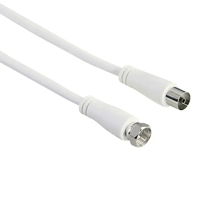 Hama SAT-Anschlusskabel - Weiß, 1,5 m, 90 dB, F-Stecker, IEC-Buchse - Vorderansicht
