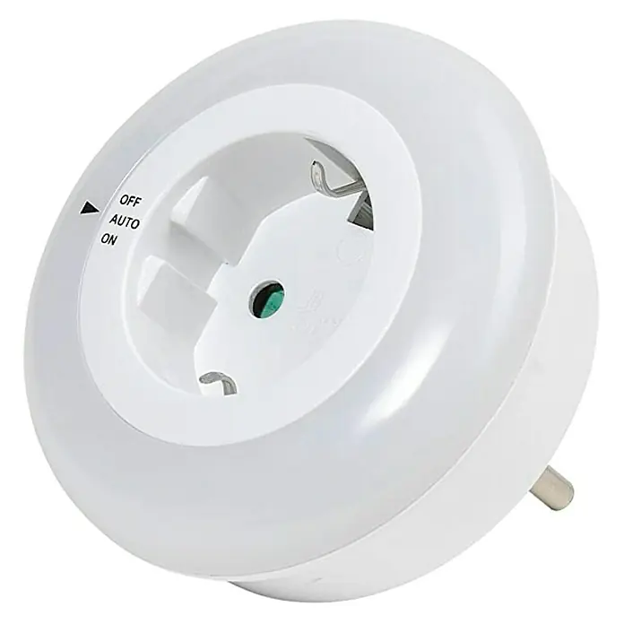 Eurobric 2000 Enchufe con luz LED redondo Auto Sensing - 3.680 W, Blanco