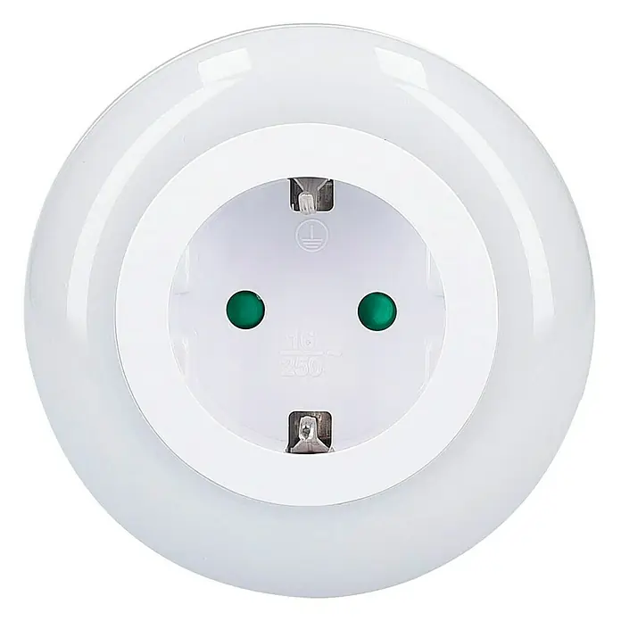 Eurobric 2000 Enchufe con luz LED redondo Auto Sensing - 3.680 W, Blanco