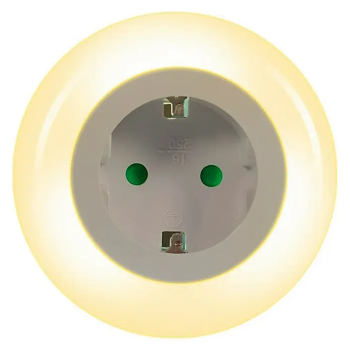 Eurobric 2000 Enchufe con luz LED redondo Auto Sensing - 3.680 W, Blanco
