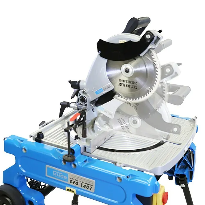 Güde Kapp- & Gehrungssäge GFO 1401 - 1.400 W, Durchmesser Sägeblatt: 216 mm, 5.000 U/min - Detailaufnahme