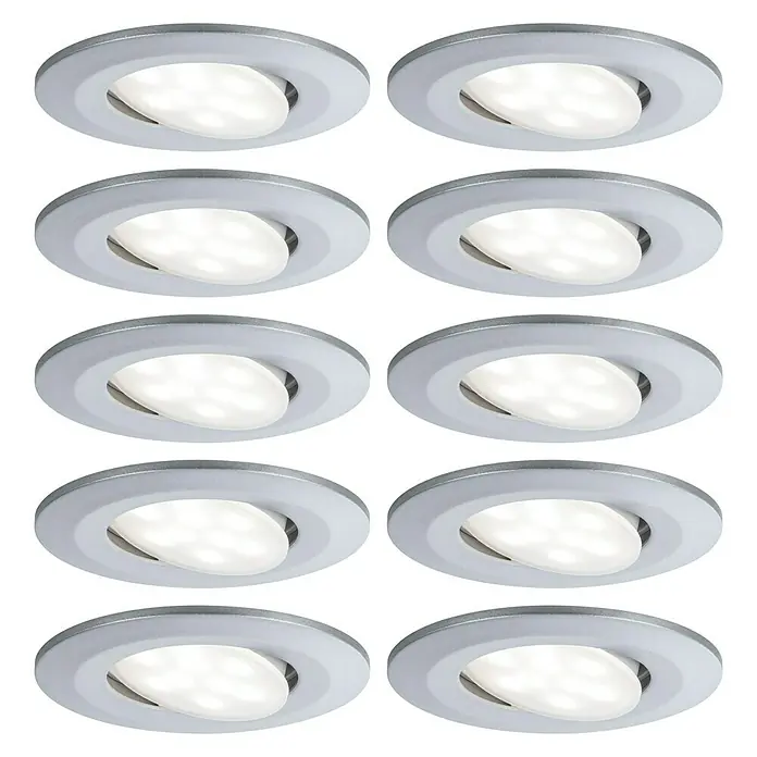 Paulmann LED-Einbauleuchte Calla - Neutralweiß, 10 Stk., IP65, Durchmesser: 9 cm, Grau - Vorderansicht