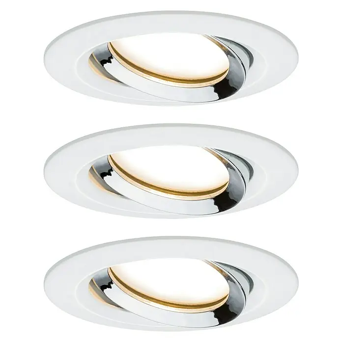 Paulmann LED-Einbauleuchten-Set Nova Plus - 6,8 W, Weiß, 3 Stk., Warmweiß, IP65 - Vorderansicht