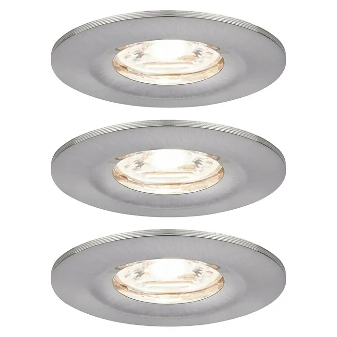 Paulmann LED-Einbauleuchten-Set Nova Mini - 12 W, Eisen gebürstet, 3 Stk., Warmweiß - Vorderansicht
