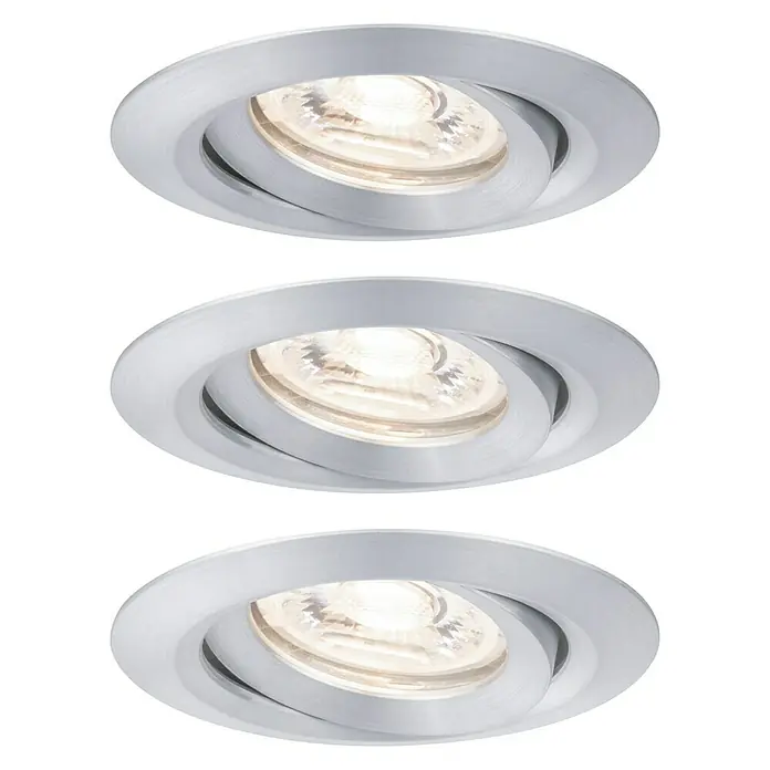 Paulmann LED-Einbauleuchten-Set Nova Mini - 12 W, Aluminium gebürstet, Warmweiß - Vorderansicht