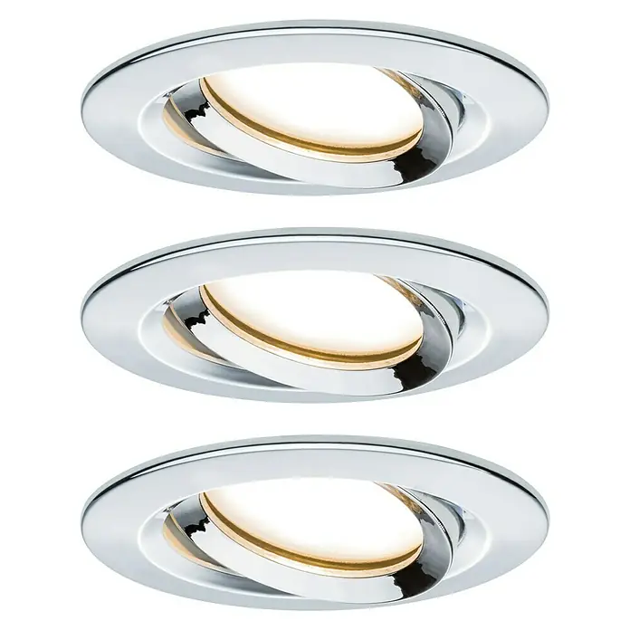 Paulmann LED-Einbauleuchten-Set Nova Plus - 6,8 W, Weiß/Chrom, 3 Stk., Warmweiß, IP65 - Vorderansicht