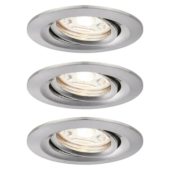 Paulmann LED-Einbauleuchten-Set Nova Mini - 12 W, Eisen gebürstet, Warmweiß - Vorderansicht