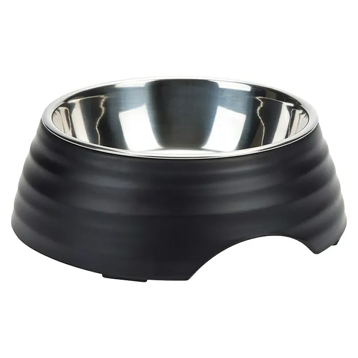 Beeztees Tazón para mascotas Rimpu - Apto para: Perros, Capacidad: 350 ml, Negro - Vista frontal
