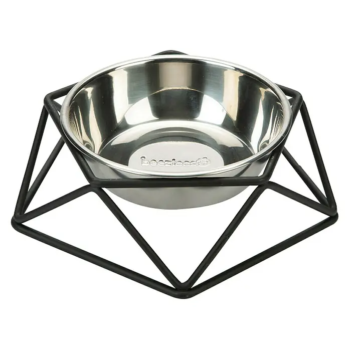 Beeztees Tazón para mascotas Puroni - Apto para: Perros, Capacidad: 350 ml, Negro - Vista frontal