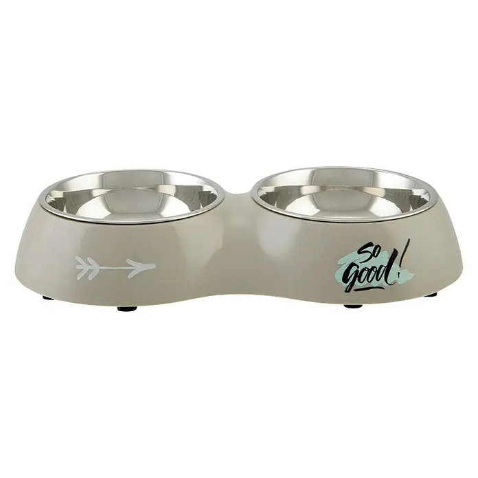 Beeztees Tazón para mascotas doble So Good - Apto para: Perros, Capacidad: 350 ml - Vista frontal