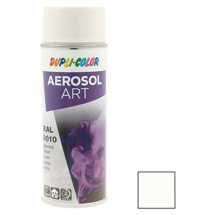 Dupli-Color Aerosol Art Sprayverf RAL 9010 Zuiver wit - Zuiver wit, 400 ml, Glanzend