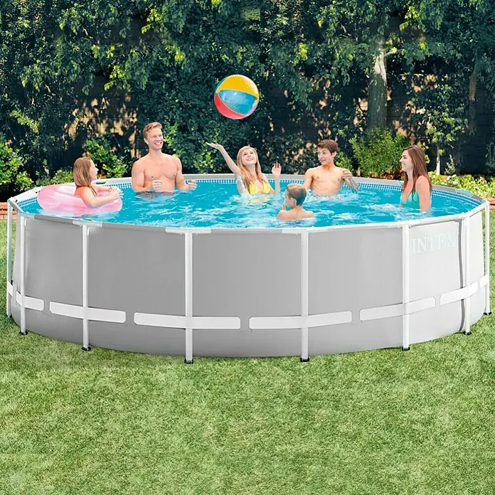 Intex Set bazen s priborom Frame Pool - Ø x V: 457 x 122 cm, 16.805 l, Sive boje