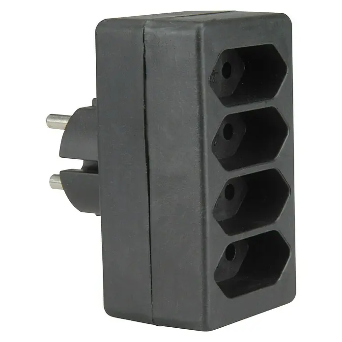 UniTEC Euro-Adapter - Schwarz, Anzahl Steckdosen Euro: 4 Stk., 4 x 2,5 A, 1.250 W - Linke Seitenansicht