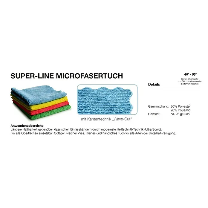 Mikrofasertuch Superline - 5 Stk., 32 x 32 cm, Mikrofaser, Rot - Vorderansicht