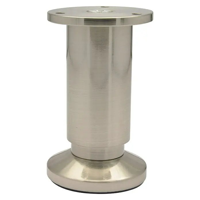 Wagner System Möbelfuß - Verstellbar: 100 -118 mm, Durchmesser: 38 mm, Stahl, Oberfläche: Gebürstet - Vorderansicht
