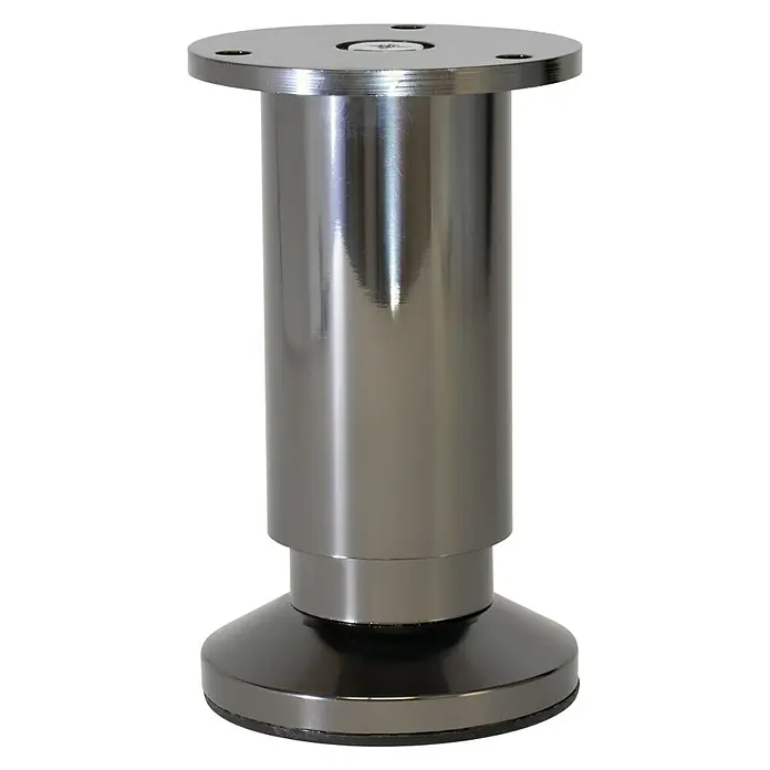 Wagner System Möbelfuß - Verstellbar: 100 -118 mm, Durchmesser: 38 mm, Stahl, Oberfläche: Edelstahl - Vorderansicht