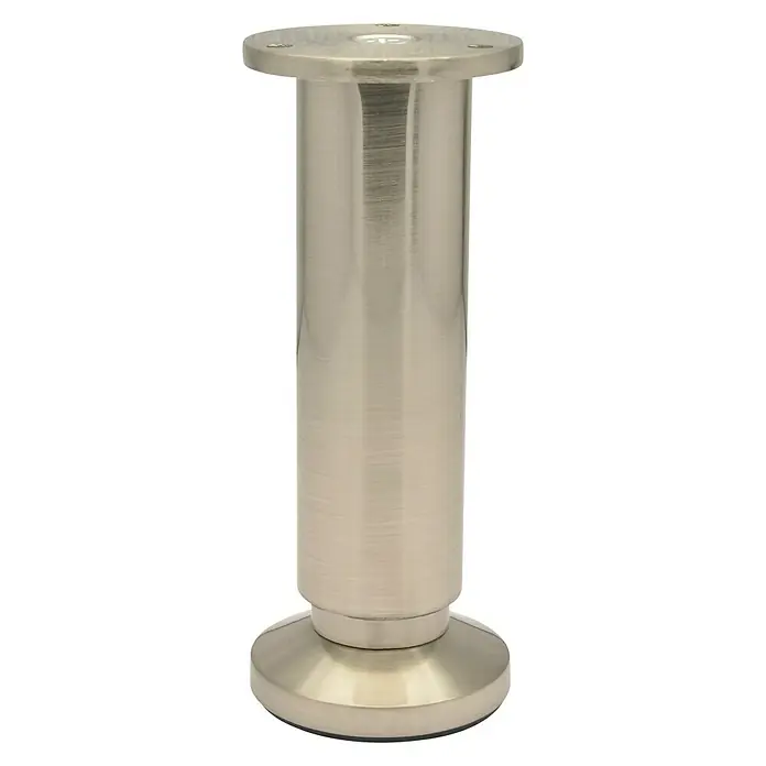 Wagner System Möbelfuß - Verstellbar: 150 - 165 mm, Durchmesser: 38 mm, Stahl, Oberfläche: Gebürstet - Vorderansicht