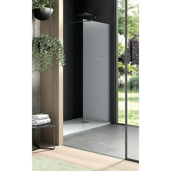 Mampara de ducha fija Walk-In Antibes - Negro, An x Al: 80 x 200 cm, 8 mm