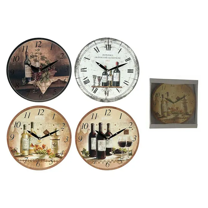 Reloj de pared redondo Vino - Multicolor, Diámetro: 28 cm - Vista frontal
