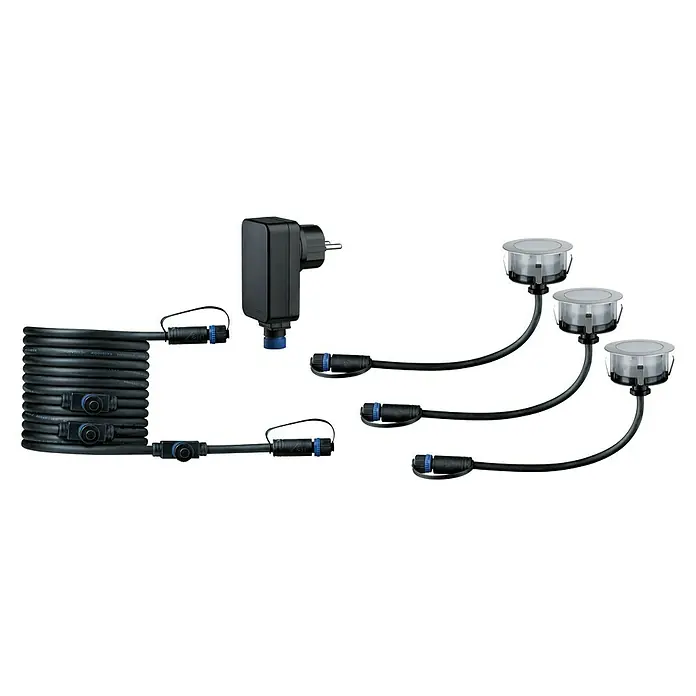 Paulmann Plug & Shine LED-Gartenspot-Set Floor - Silber, IP65, 1,3 W, Durchmesser: 7 cm, 3 Stk.