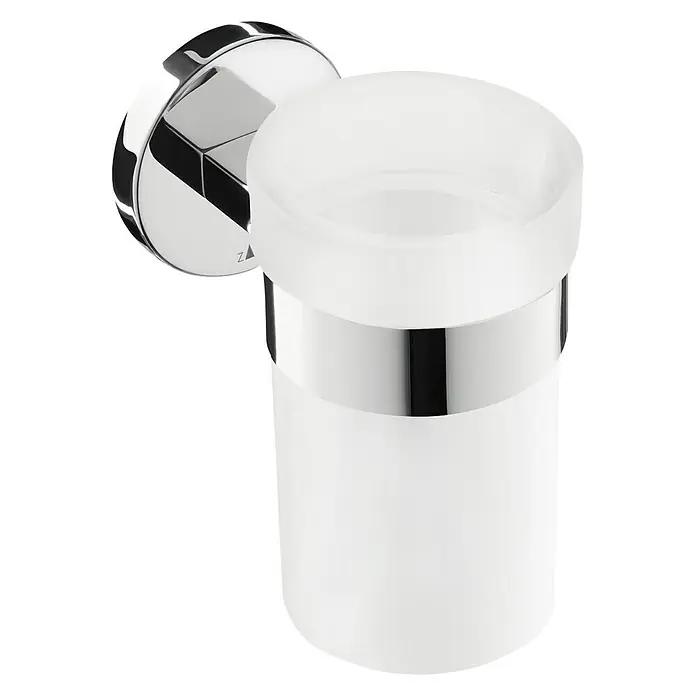 Zack Zahnputzglas SCALA - Durchmesser: 7 cm, Edelstahl - Vorderansicht