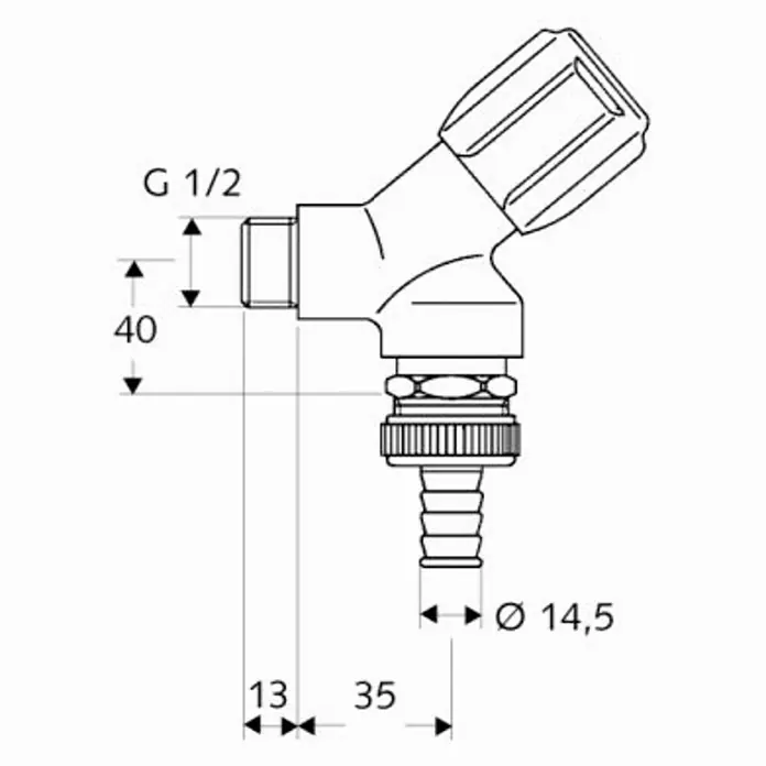 Schell Geräteanschlussventil Comfort - ½″/¾″, Verchromt - Skizze