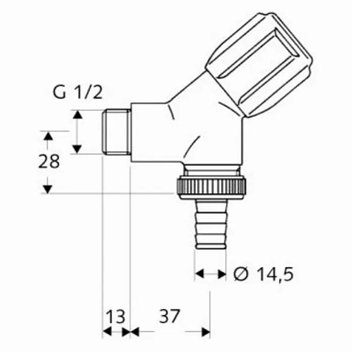 Schell Geräteanschlussventil Comfort 2 - ½″/¾″, Verchromt - Skizze