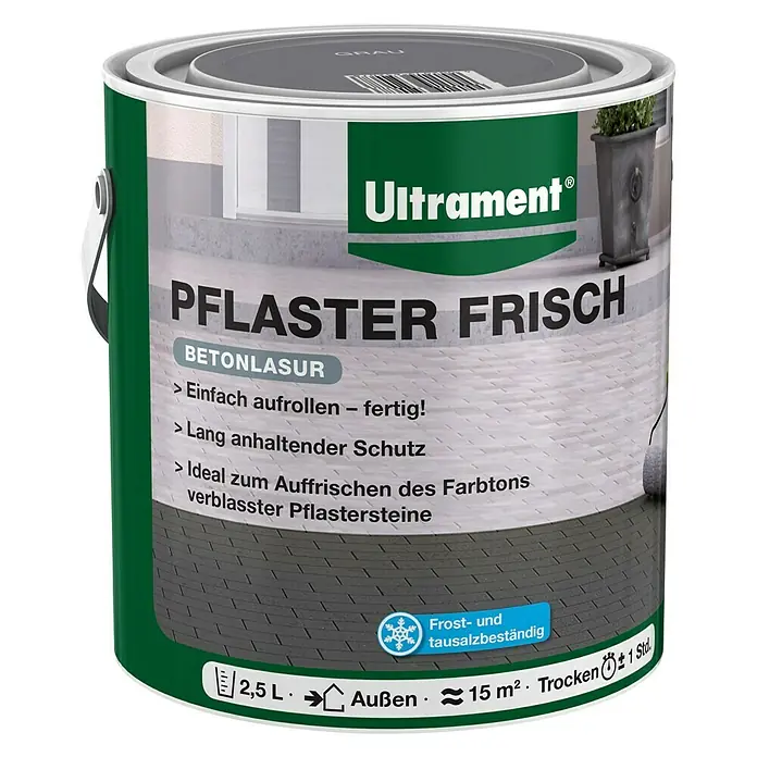Ultrament Betonbeits Bestratingsverf - Grijs, 2,5 l - Vooraanzicht